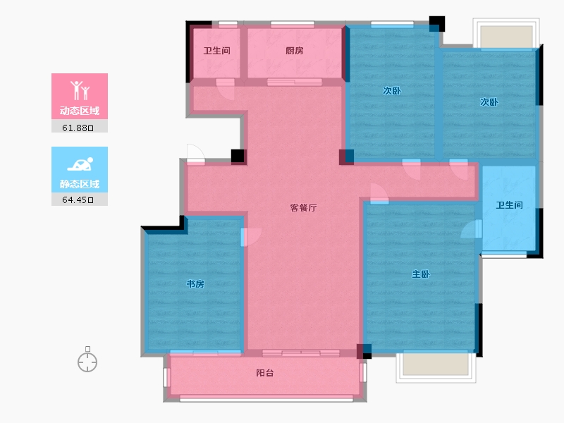 安徽省-蚌埠市-圣邦·中心花园-111.80-户型库-动静分区