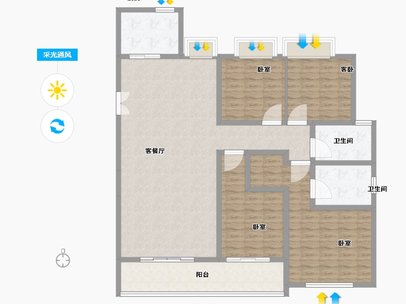 湖北省-武汉市-绿城金地凤起听澜-144.99-户型库-采光通风