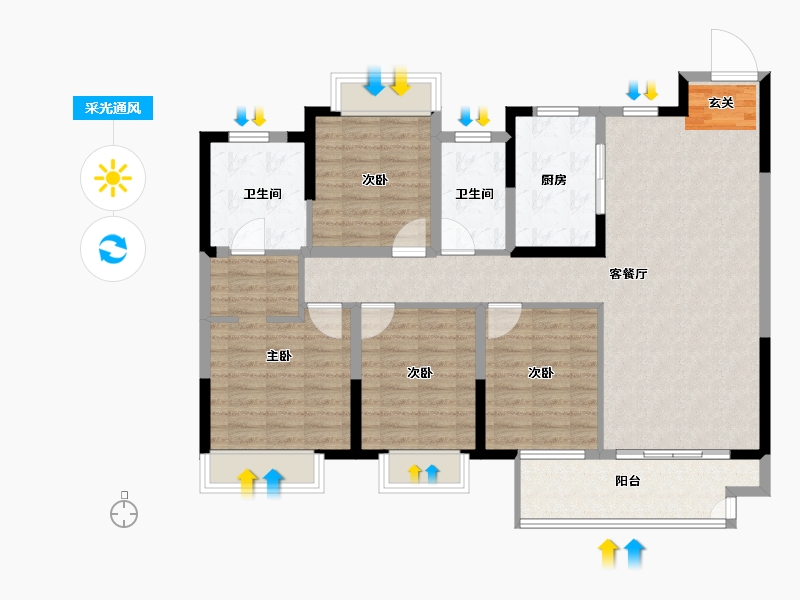 江苏省-常州市-中企·檀悦名居-117.45-户型库-采光通风