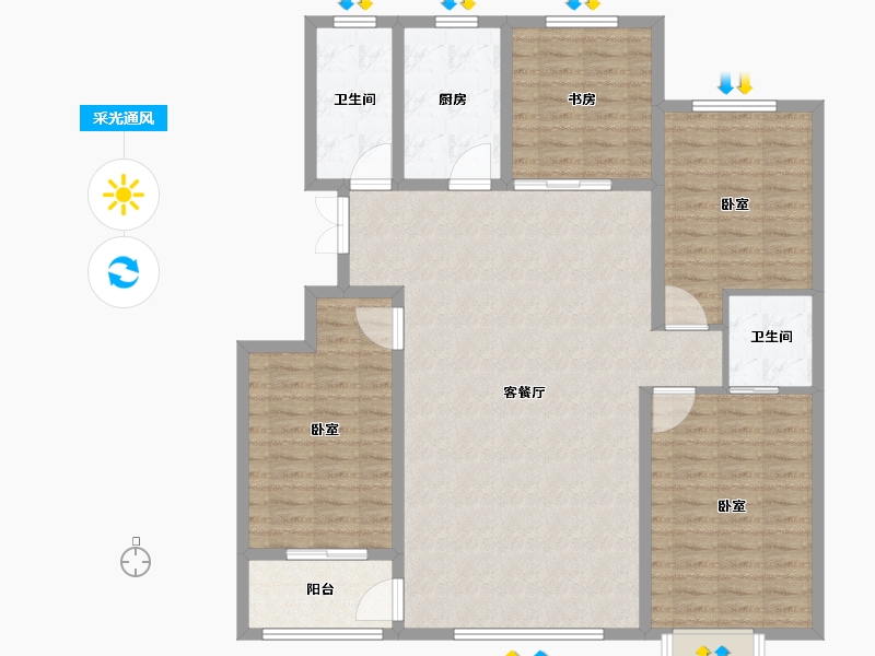 山东省-潍坊市-恒信书香门第-134.74-户型库-采光通风