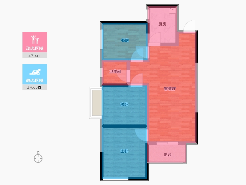 湖南省-长沙市-五矿沁园金城-73.00-户型库-动静分区