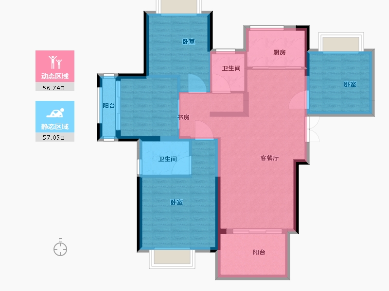 湖北省-武汉市-荣盛华庭-102.49-户型库-动静分区