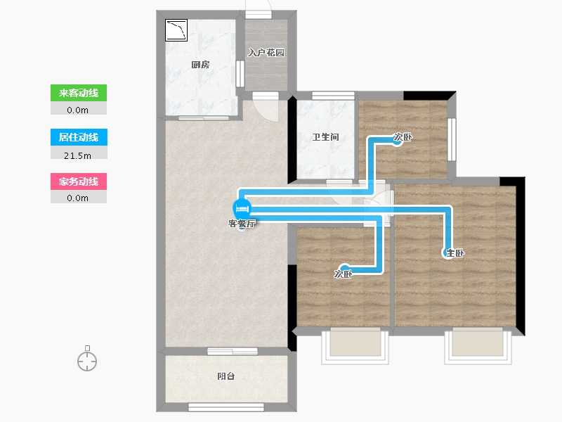 湖南省-长沙市-珠江好世界住宅-74.00-户型库-动静线