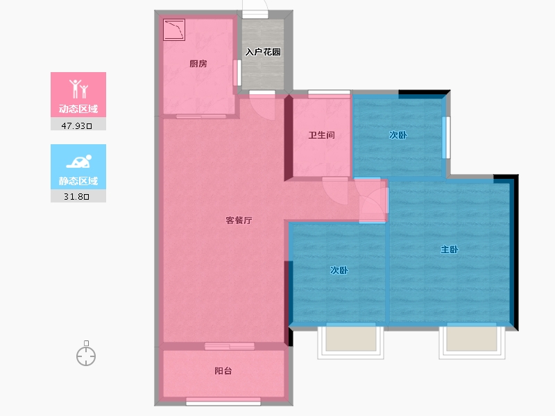 湖南省-长沙市-珠江好世界住宅-74.00-户型库-动静分区