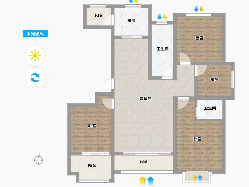 山东省-潍坊市-北辰白鹭湾-125.01-户型库-采光通风