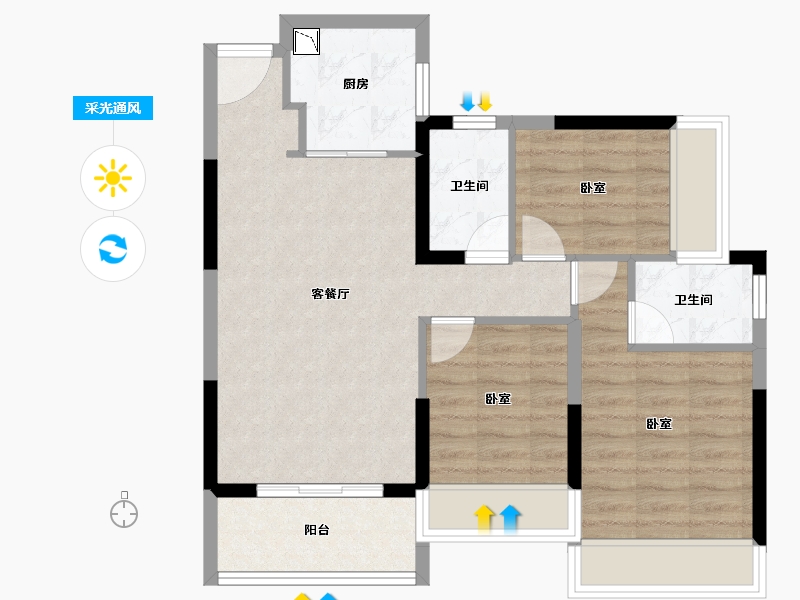 广东省-广州市-海伦湾-71.99-户型库-采光通风