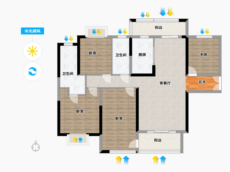 湖南省-岳阳市-友阿悦玺-121.16-户型库-采光通风