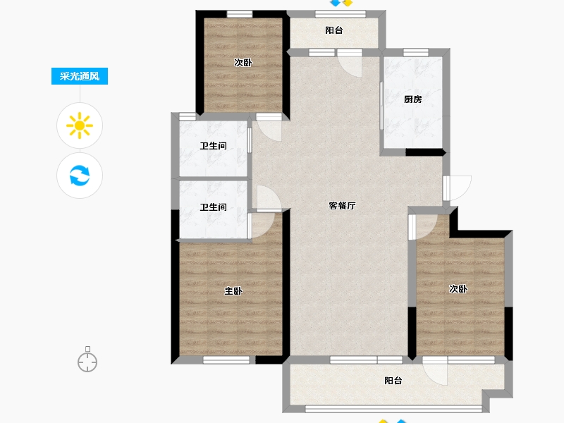 山东省-临沂市-青啤龍悦湾-101.00-户型库-采光通风