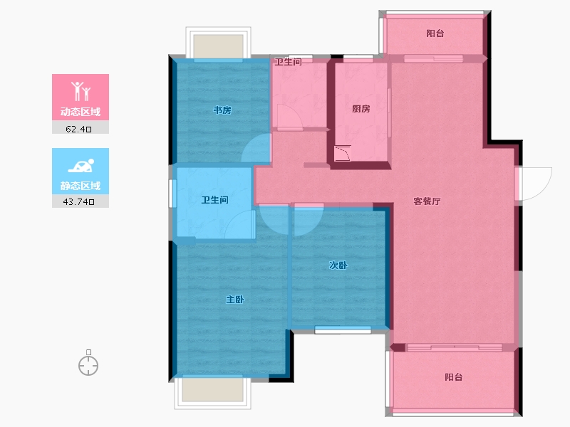 湖南省-长沙市-新力•钰珑湾-94.99-户型库-动静分区