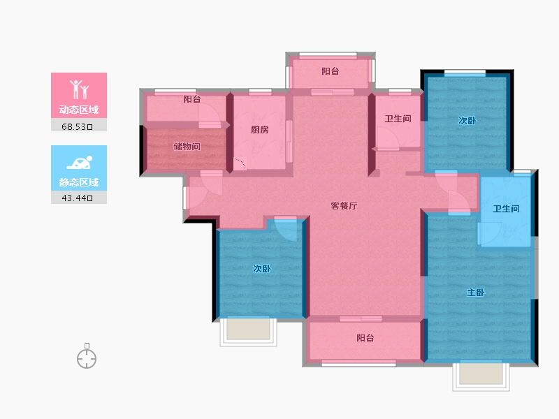 湖南省-长沙市-五矿沁园金城-98.01-户型库-动静分区