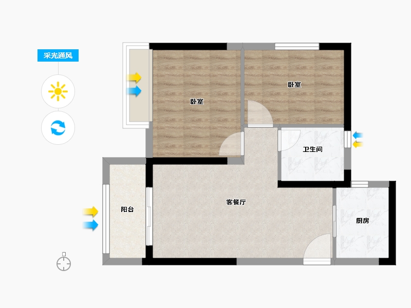 河南省-郑州市-五建新街坊-61.00-户型库-采光通风