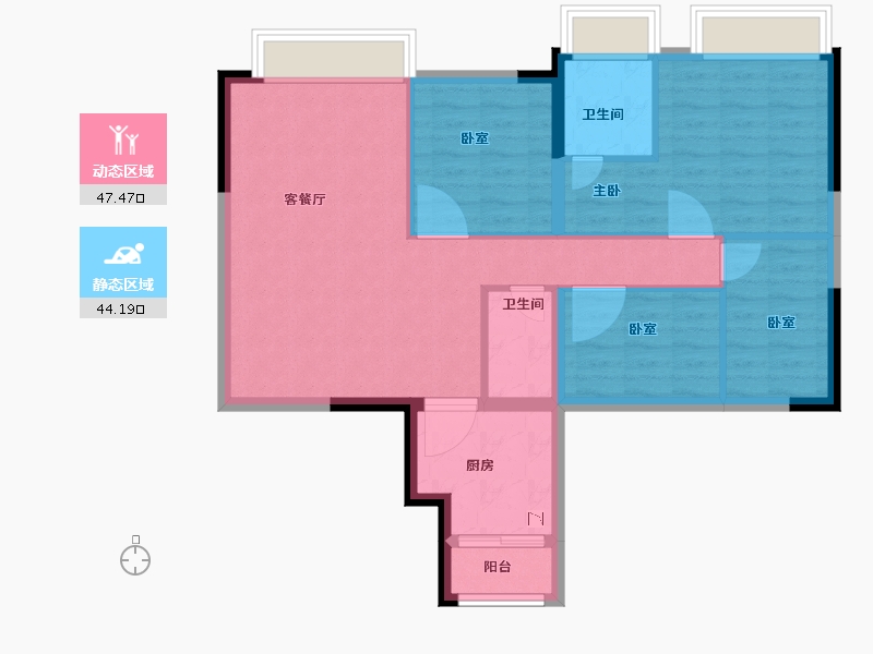 广东省-佛山市-凯蓝滨江时光-82.00-户型库-动静分区