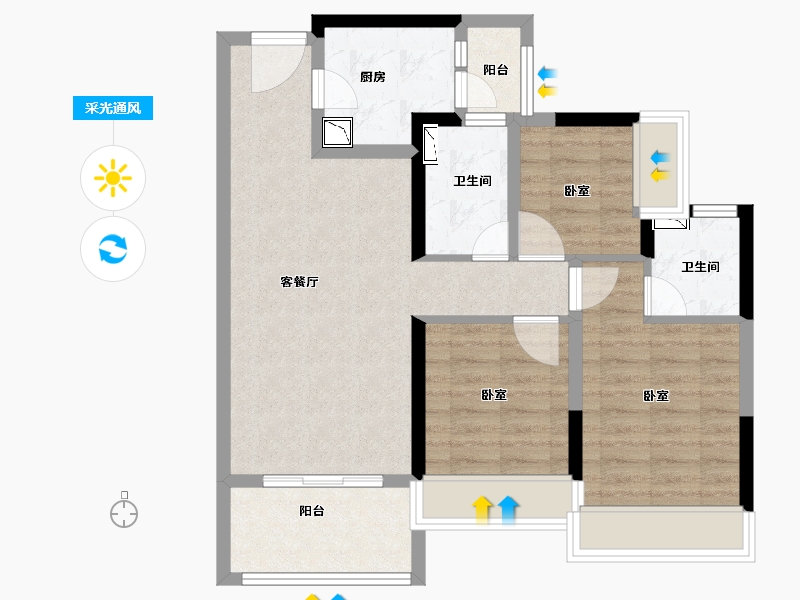 广东省-广州市-新城香悦公馆-77.00-户型库-采光通风