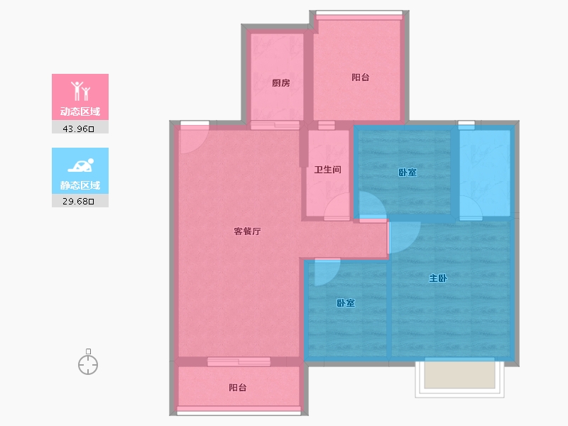 广东省-佛山市-凯蓝滨江时光-64.31-户型库-动静分区