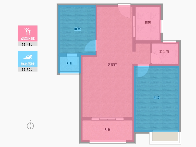 山东省-东营市-水岸华庭-74.30-户型库-动静分区