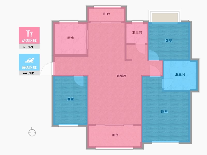 湖南省-常德市-澧浦豪苑-96.87-户型库-动静分区