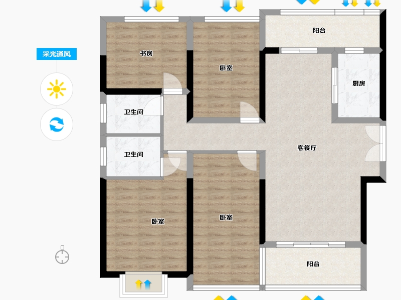 湖南省-岳阳市-友阿悦玺-111.68-户型库-采光通风