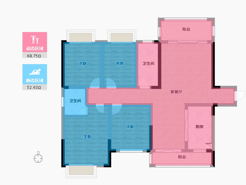 湖南省-湘潭市-九华新城-106.86-户型库-动静分区