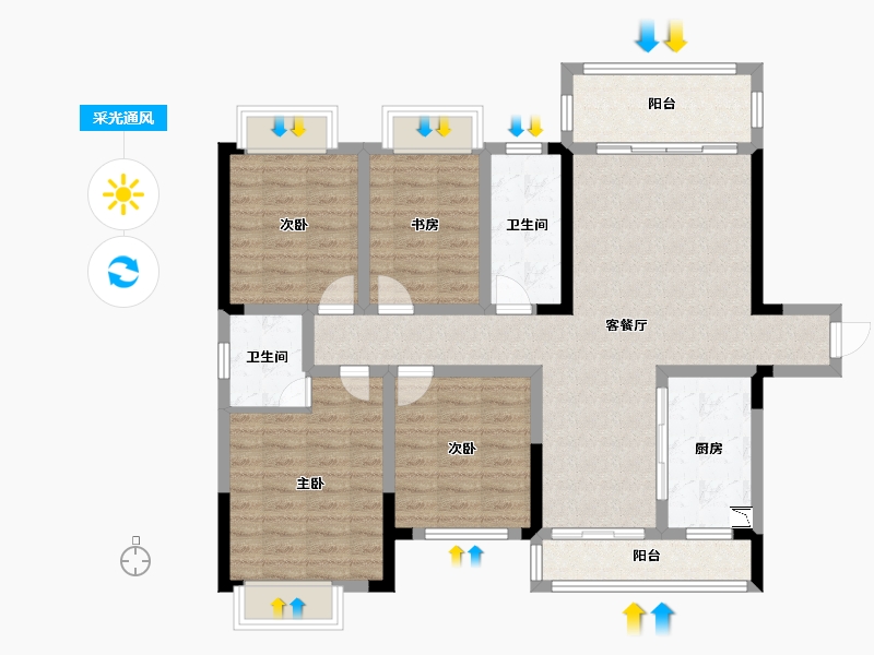 湖南省-湘潭市-九华新城-106.86-户型库-采光通风