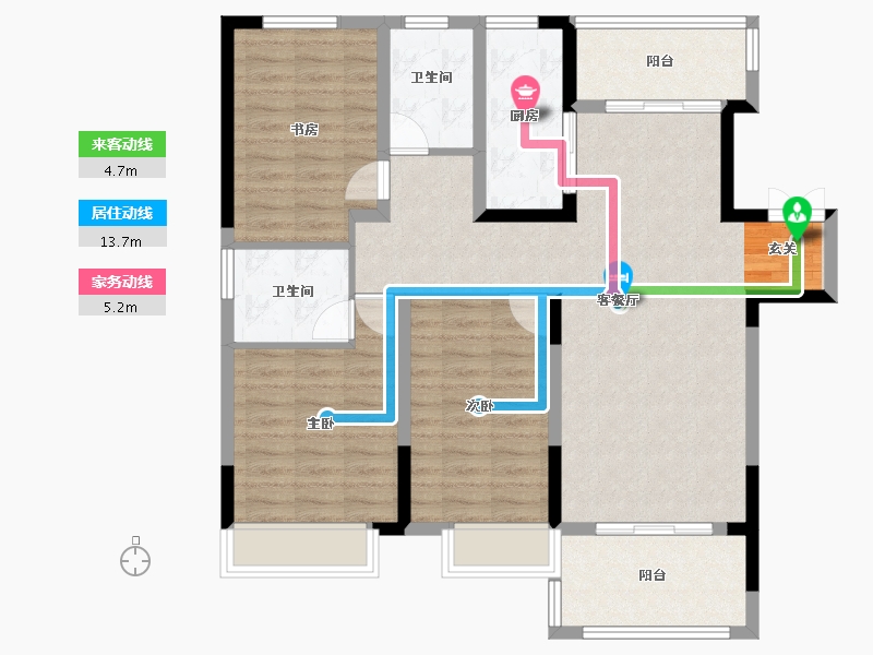 安徽省-宿州市-冠景·凯旋门-101.80-户型库-动静线