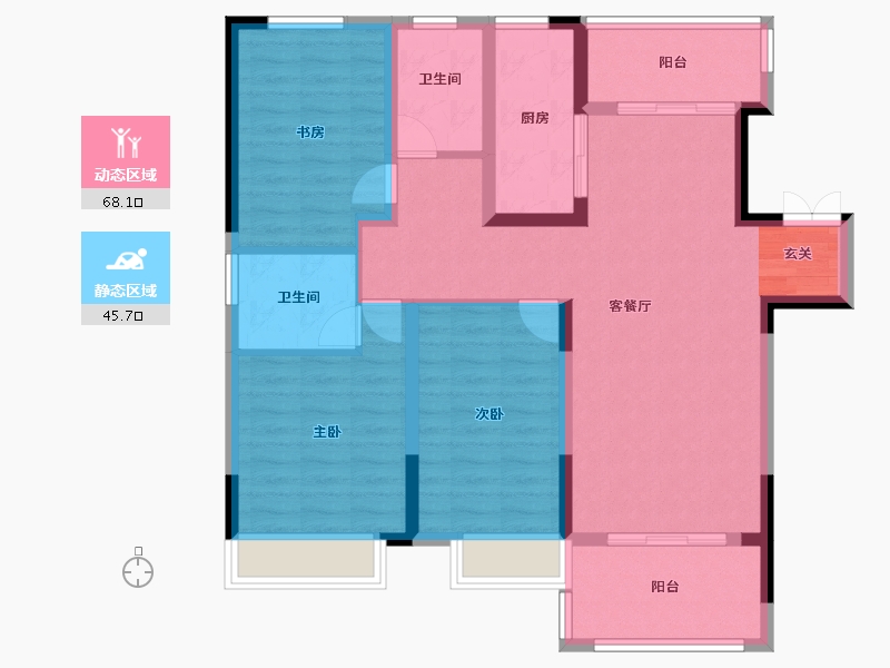 安徽省-宿州市-冠景·凯旋门-101.80-户型库-动静分区