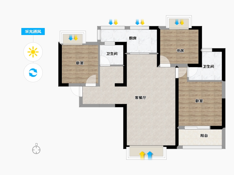 湖北省-咸宁市-汉地尚街-80.14-户型库-采光通风