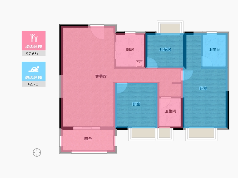 湖北省-孝感市-安陆水岸华府-89.48-户型库-动静分区