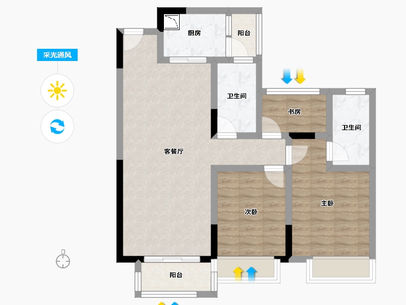 湖南省-株洲市-伟大·云龙国际-79.68-户型库-采光通风