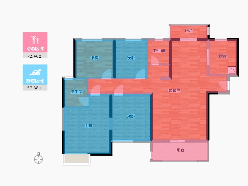 湖南省-长沙市-五矿沁园金城-116.58-户型库-动静分区