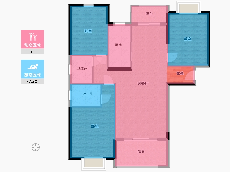 湖南省-岳阳市-中景世家-103.00-户型库-动静分区