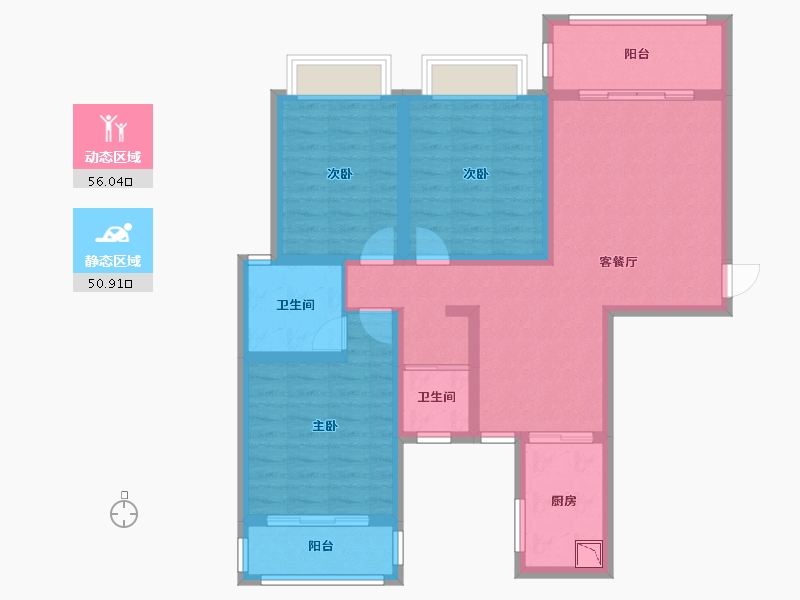 湖南省-湘潭市-九华新城-94.29-户型库-动静分区