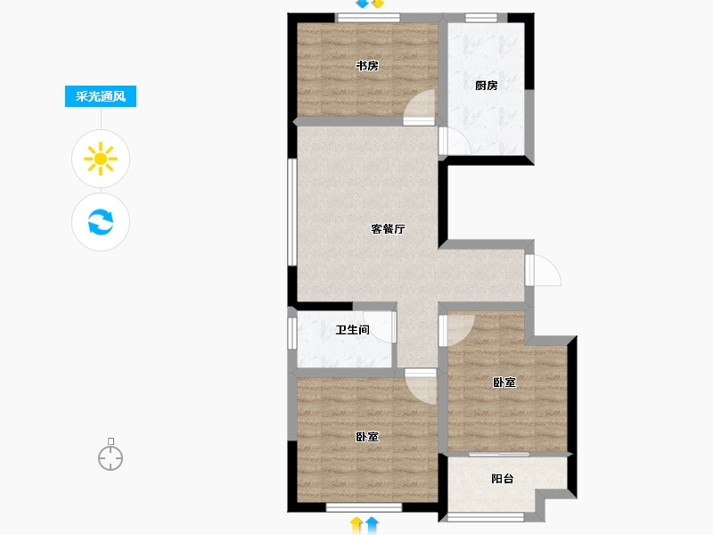 山东省-潍坊市-霞飞6号-76.00-户型库-采光通风