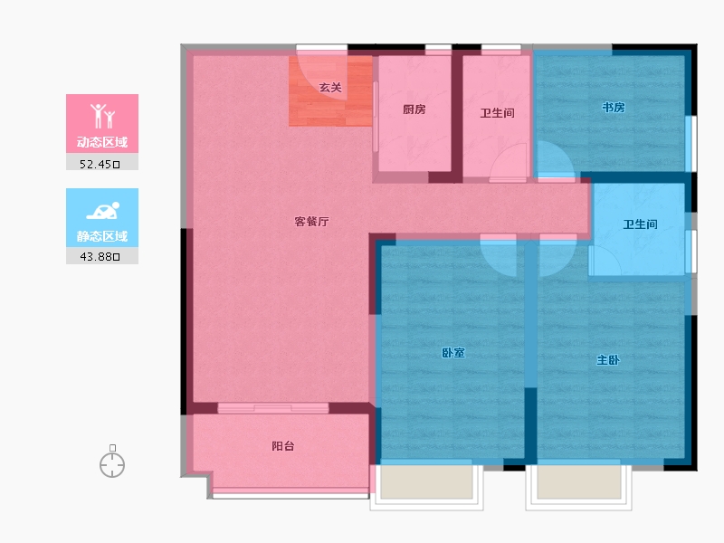 湖南省-长沙市-金恒·银杉里-86.12-户型库-动静分区