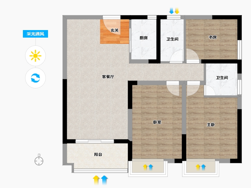 湖南省-长沙市-金恒·银杉里-86.12-户型库-采光通风