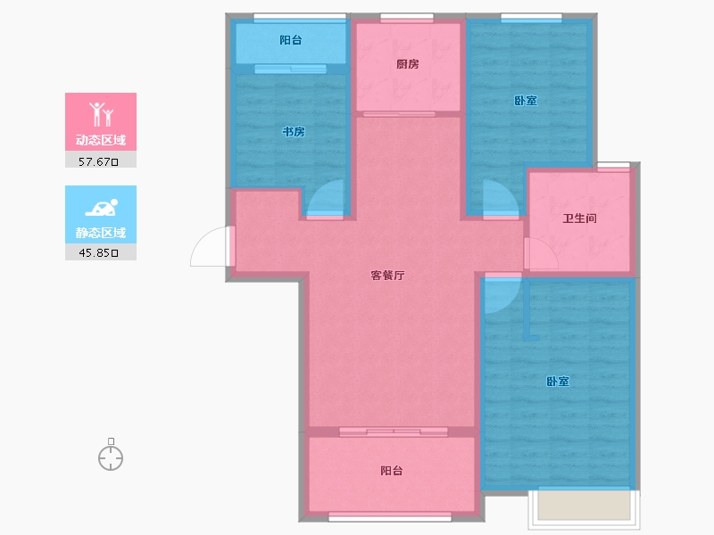 山东省-东营市-水岸华庭-92.49-户型库-动静分区