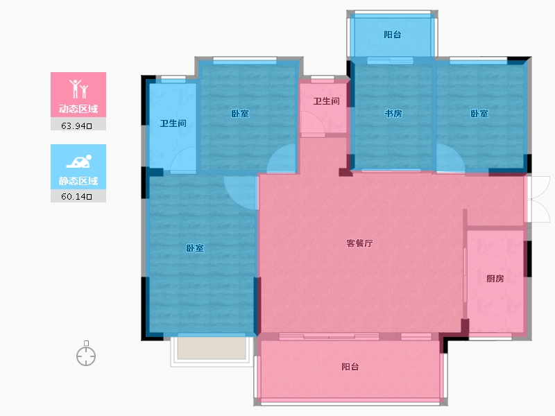 湖南省-长沙市-润和·谷山郡-113.46-户型库-动静分区