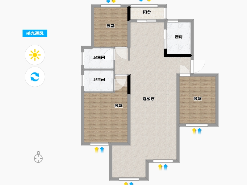 湖北省-武汉市-天熙楚世家-113.74-户型库-采光通风