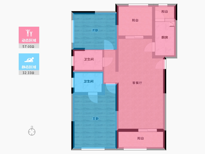 湖南省-长沙市-五矿沁园金城-78.49-户型库-动静分区