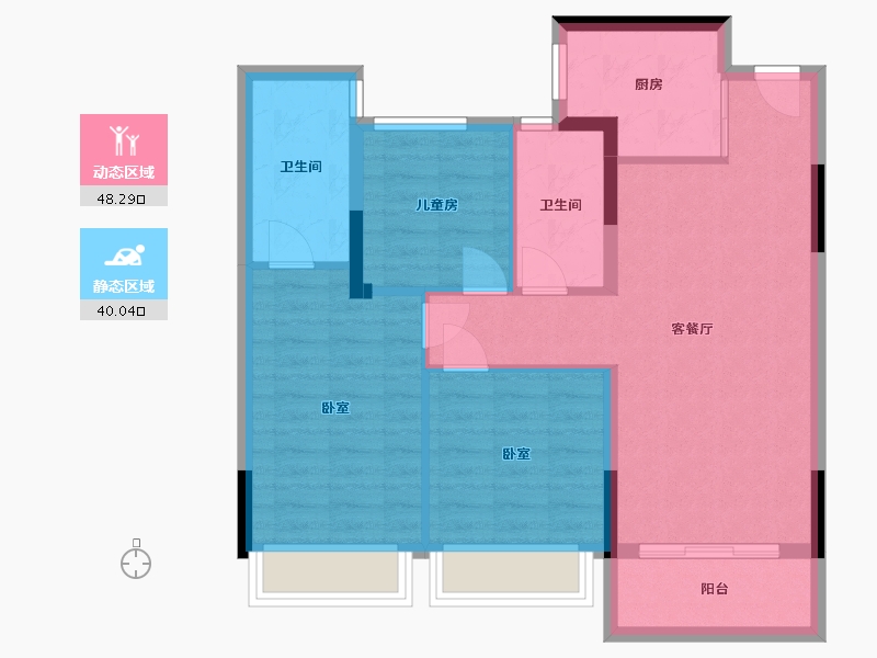 浙江省-杭州市-久尚云筑-79.14-户型库-动静分区