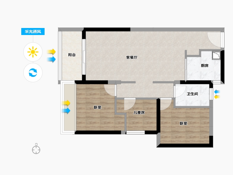 广东省-广州市-海伦湾-66.40-户型库-采光通风