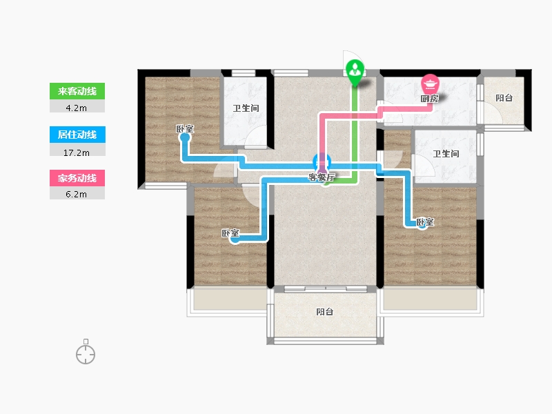 广东省-江门市-蓬江碧桂园·西江华府-82.52-户型库-动静线