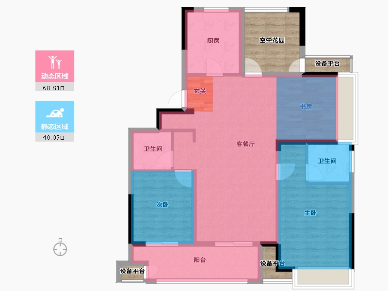 江苏省-常州市-融创滨湖御园-102.00-户型库-动静分区