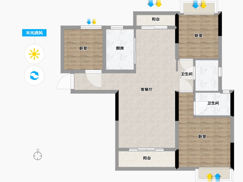 湖北省-武汉市-天熙楚世家-94.42-户型库-采光通风