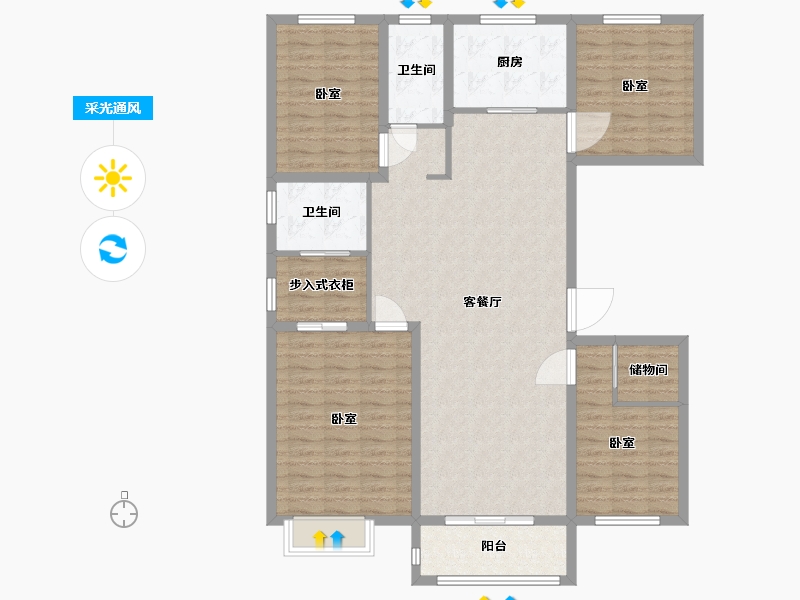 河南省-许昌市-中航文峰上城-128.00-户型库-采光通风