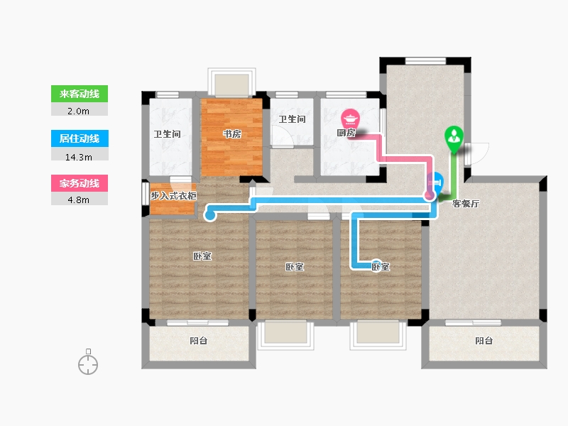 湖北省-武汉市-保合太和东合院-107.66-户型库-动静线