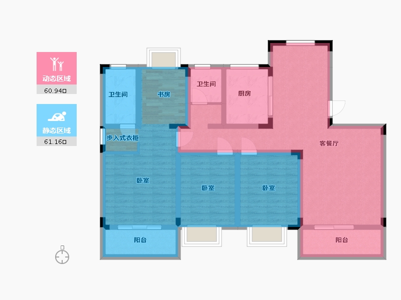 湖北省-武汉市-保合太和东合院-107.66-户型库-动静分区