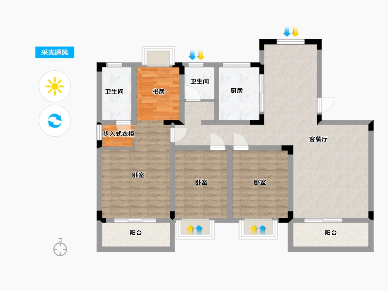 湖北省-武汉市-保合太和东合院-107.66-户型库-采光通风