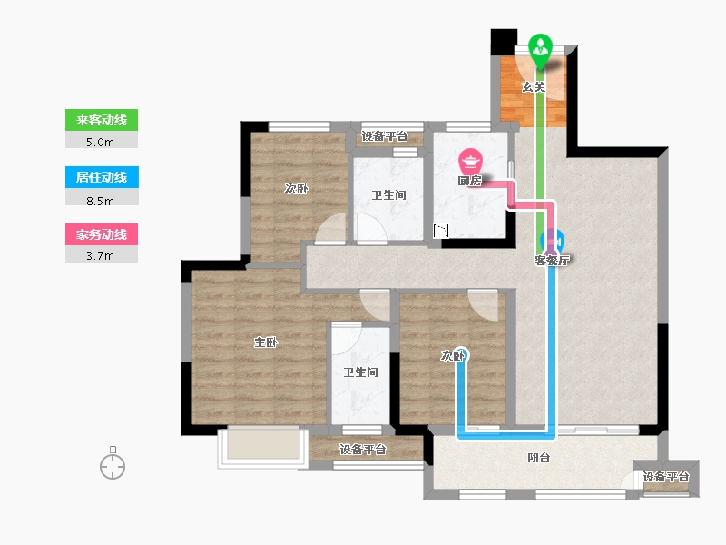 江苏省-常州市-金地珑悦湾-86.82-户型库-动静线