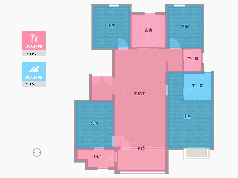 山东省-临沂市-鲁商万科新都会-116.01-户型库-动静分区