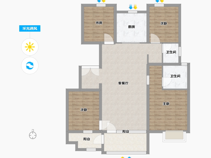 山东省-临沂市-鲁商万科新都会-116.01-户型库-采光通风